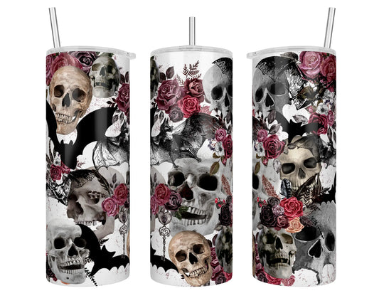 20 oz Gothic Skulls and Roses Sublimation Tumbler