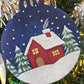 Old Fashioned Cabin Snowfall Handpainted Wooden Christmas Ornament