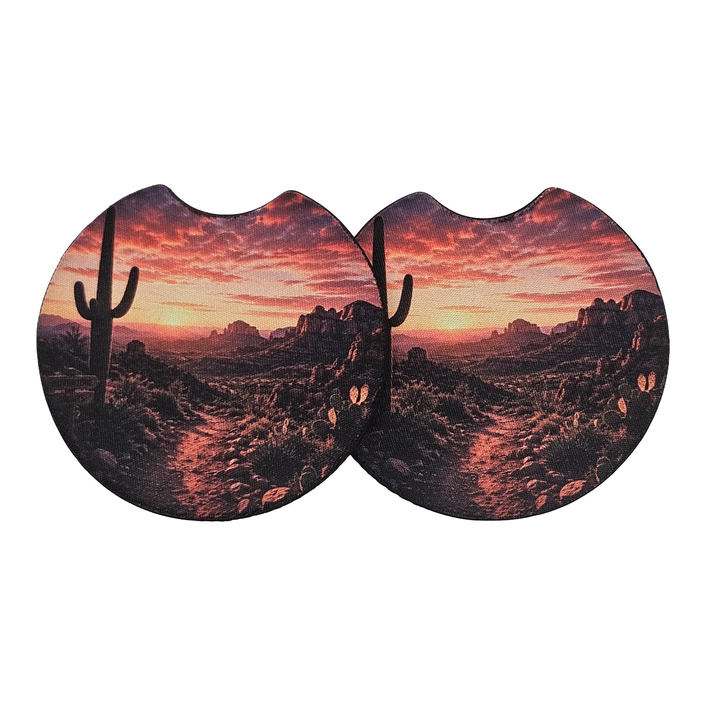 Southwest Desert Cactus 2-Pack Neoprene Car Coaster Set