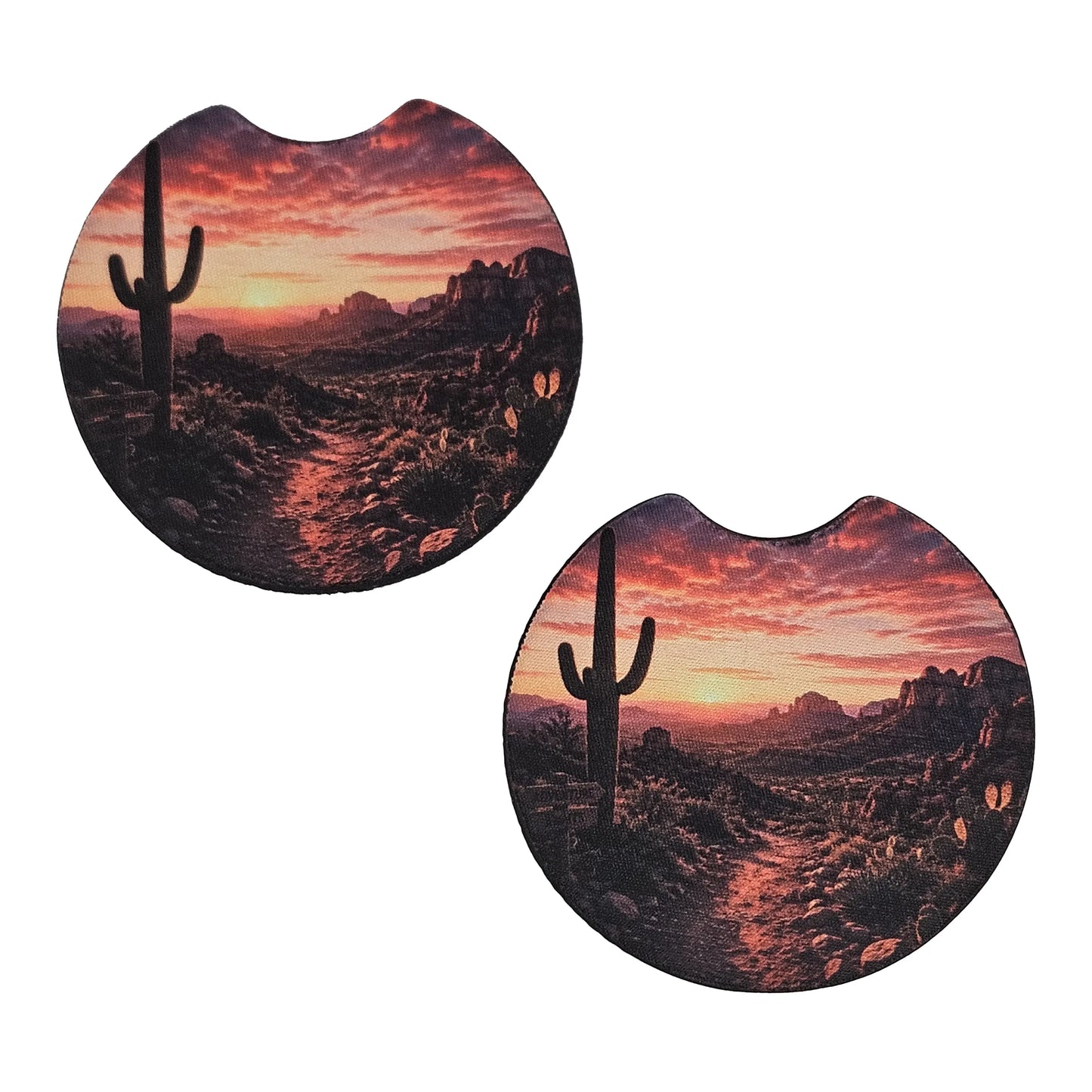 Southwest Desert Cactus 2-Pack Neoprene Car Coaster Set