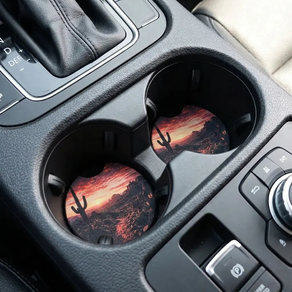 Southwest Desert Cactus 2-Pack Neoprene Car Coaster Set