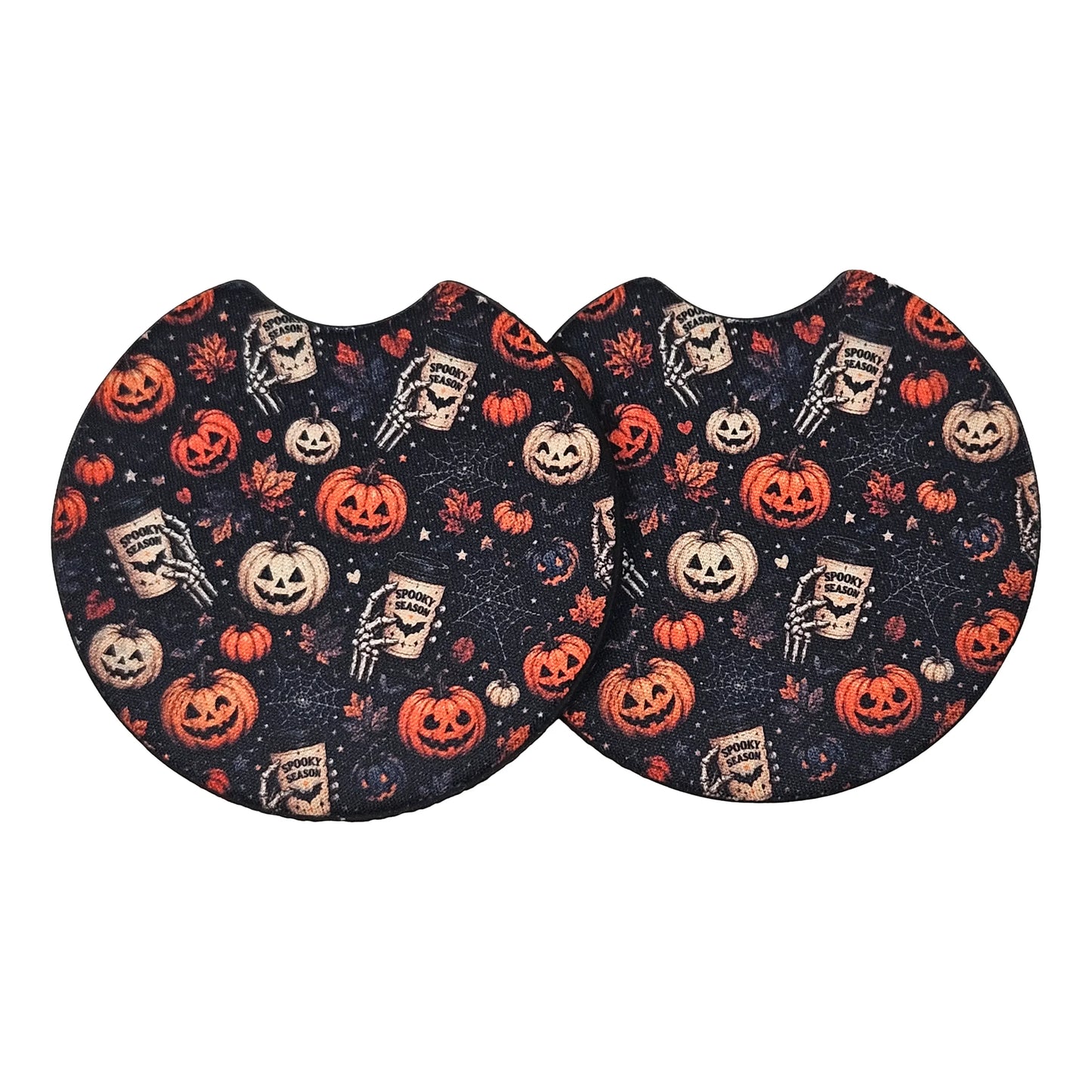 Spooky Season Pumpkin 2-Pack Neoprene Car Coaster Set