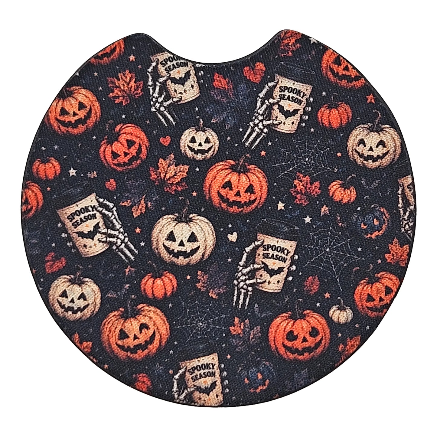 Spooky Season Pumpkin 2-Pack Neoprene Car Coaster Set