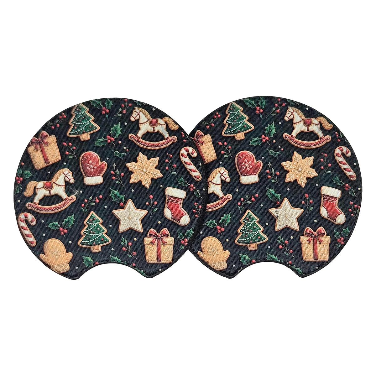 Christmas Sugar Cookies 2-Pack Neoprene Car Coaster Set