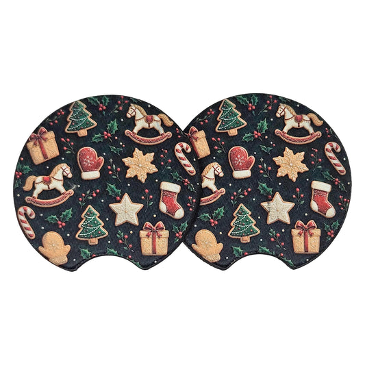 Christmas Sugar Cookies 2-Pack Neoprene Car Coaster Set