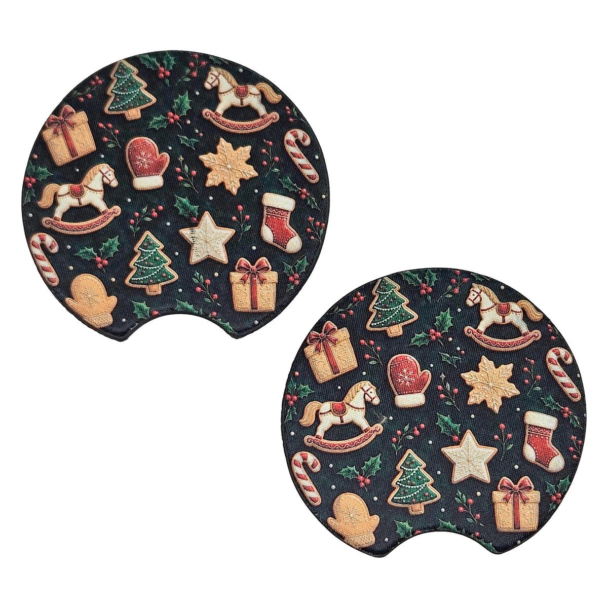 Christmas Sugar Cookies 2-Pack Neoprene Car Coaster Set