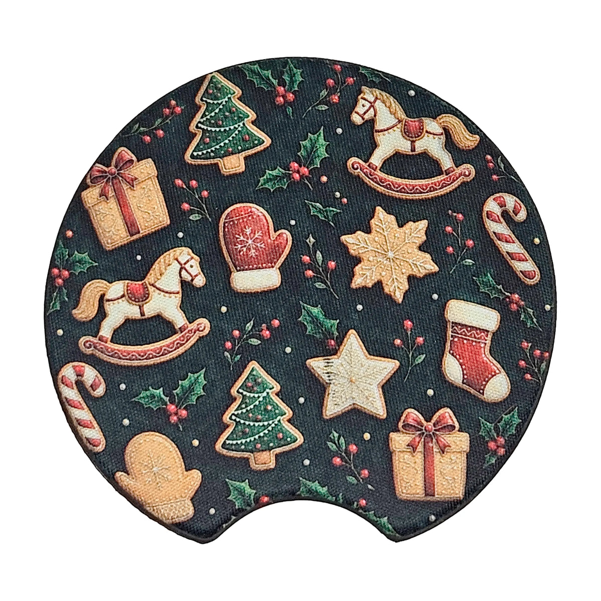Christmas Sugar Cookies 2-Pack Neoprene Car Coaster Set