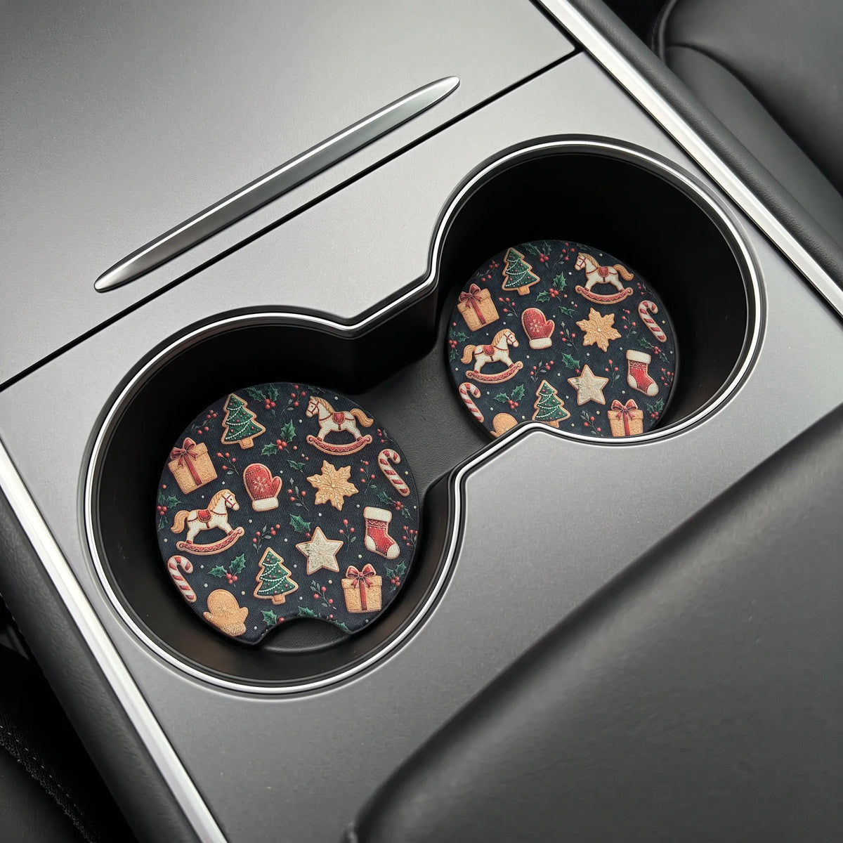 Christmas Sugar Cookies 2-Pack Neoprene Car Coaster Set