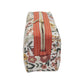Sunburnt Orange Floral Accented Quilted Pattern Mini Zipper Box Pouch