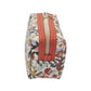 Sunburnt Orange Floral Accented Quilted Pattern Mini Zipper Box Pouch