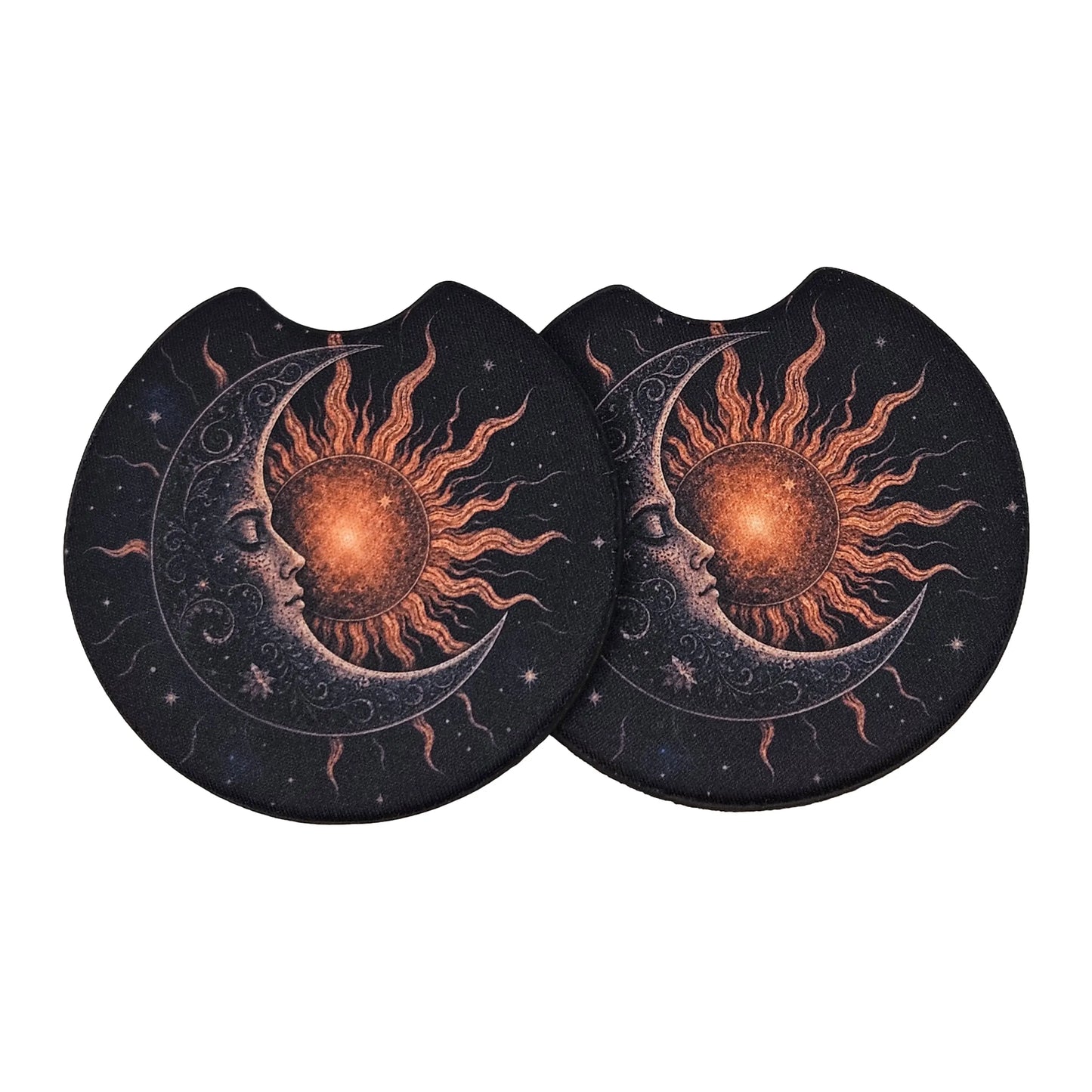 Celestial Sun & Moon 2 Pack Neoprene Car Coaster Set