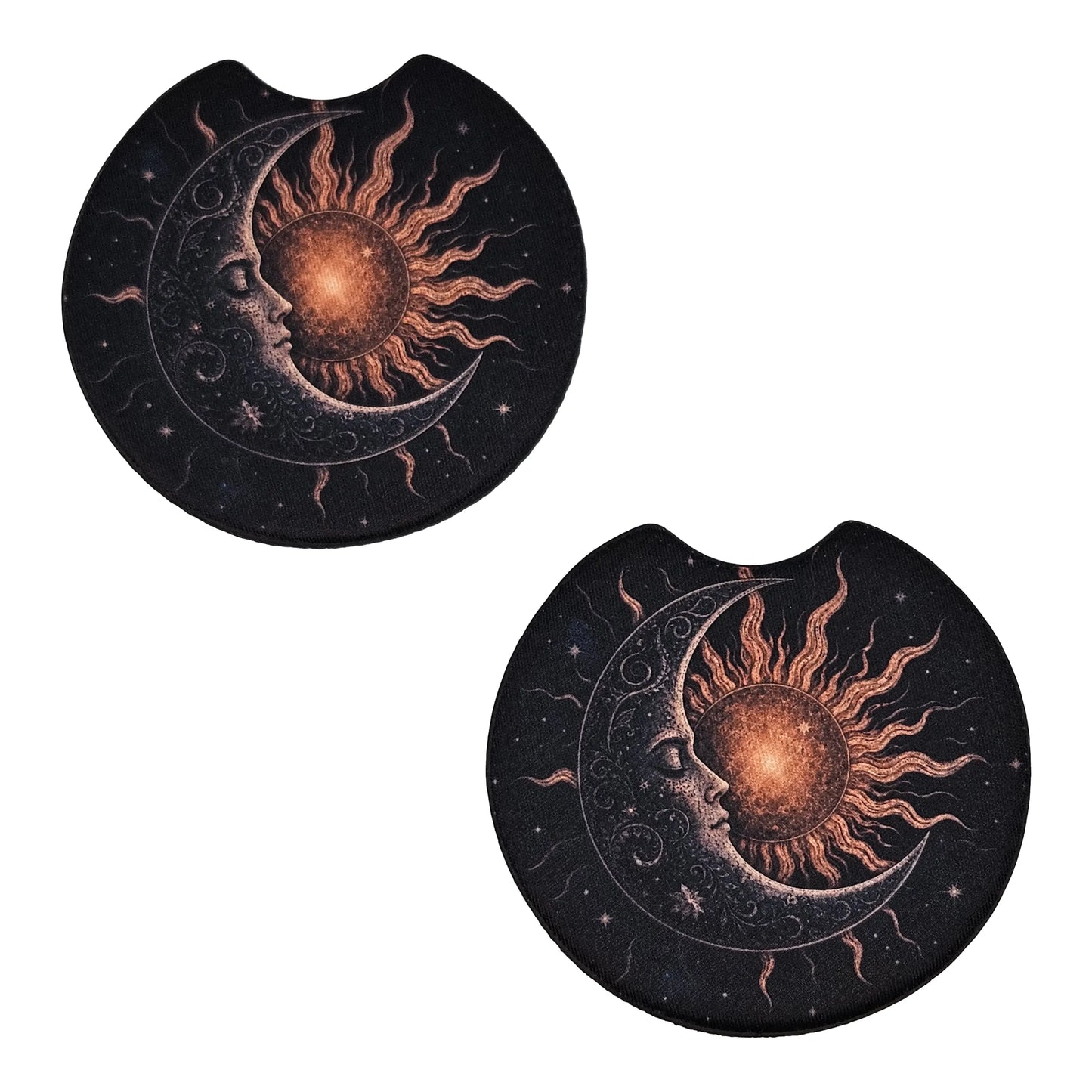 Celestial Sun & Moon 2 Pack Neoprene Car Coaster Set
