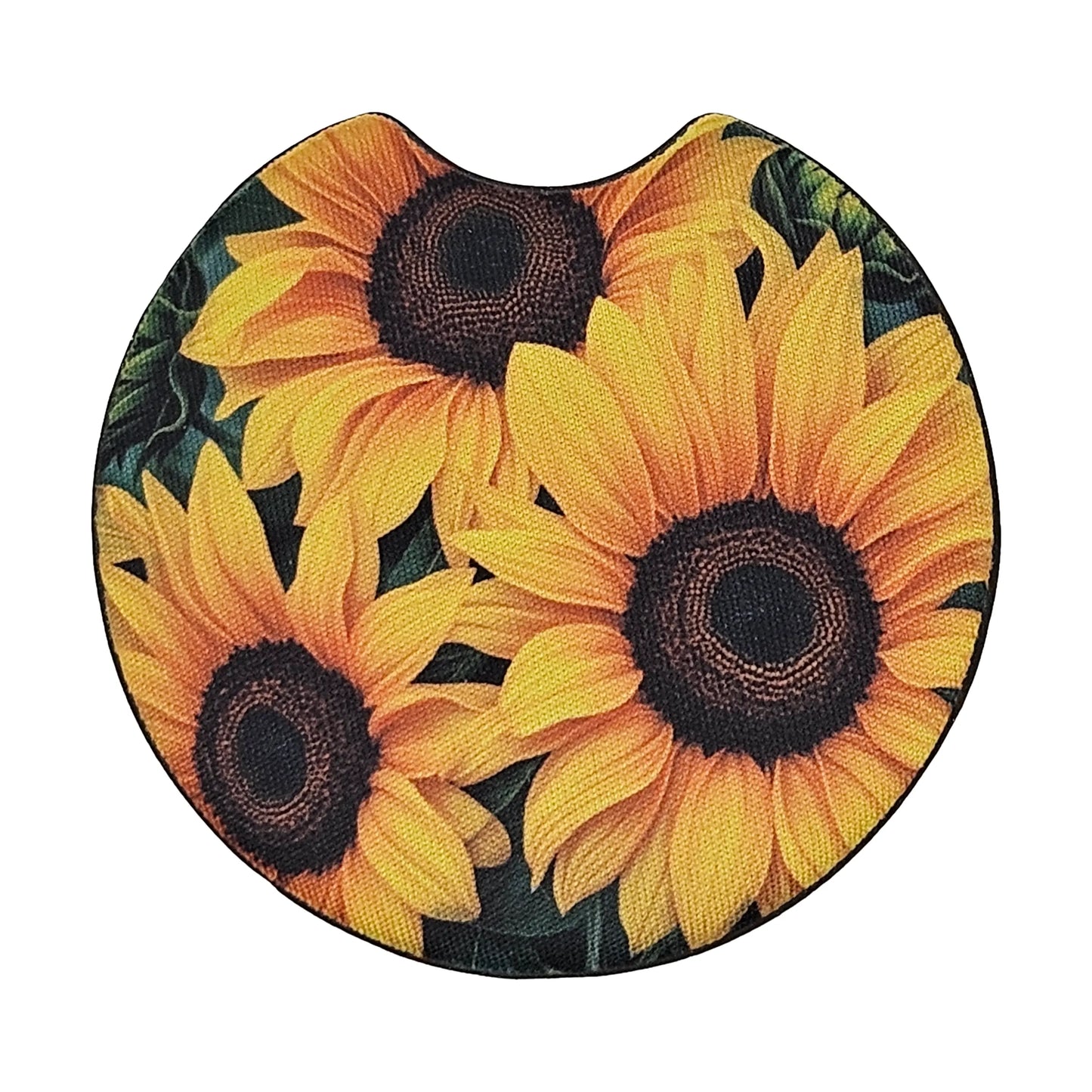 Vibrant Sunflower 2 Pack Neoprene Car Coaster Set