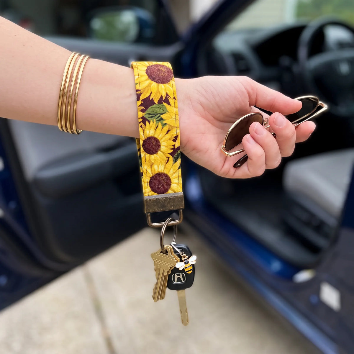 Sunflower Keychain Wristlet