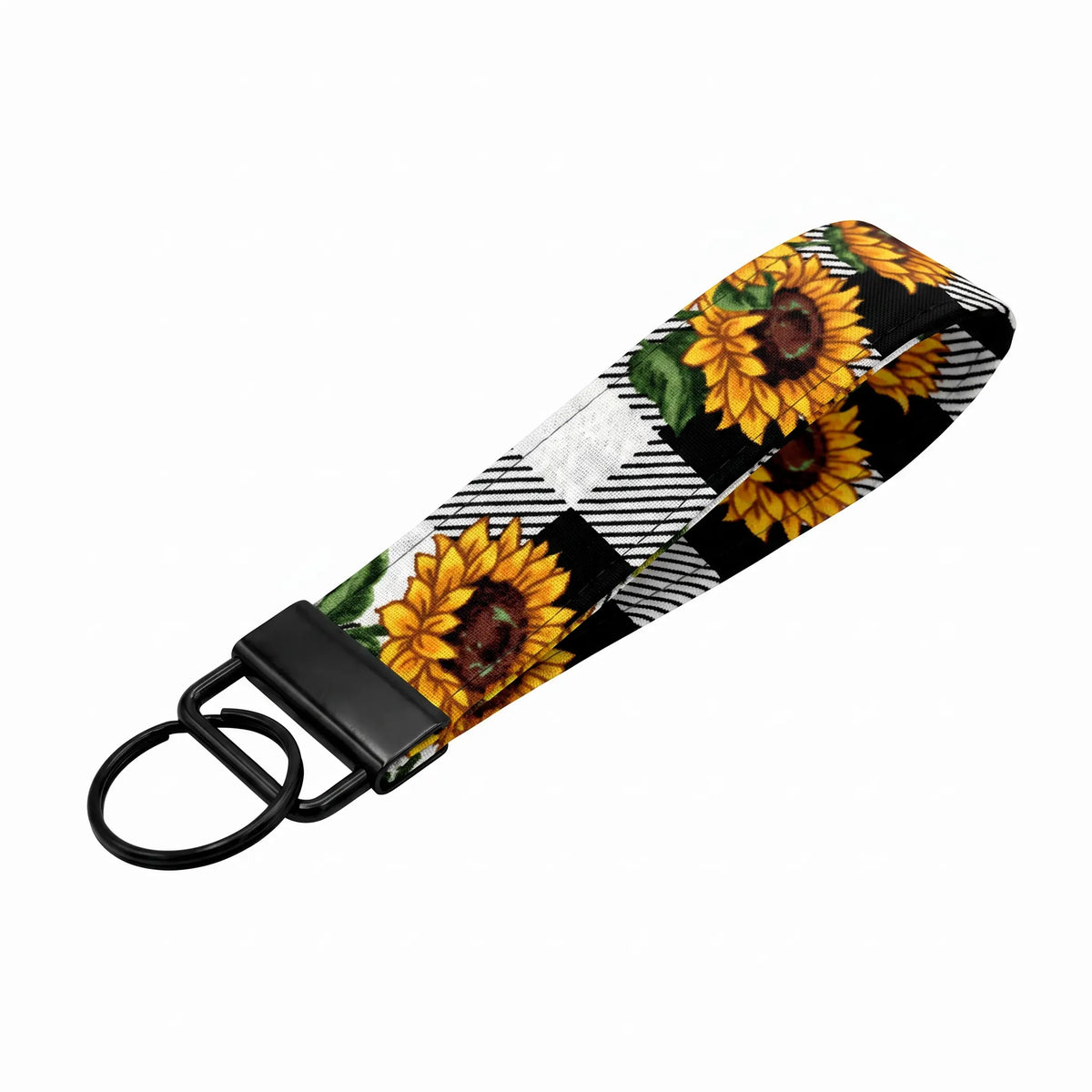 Sunflower Buffalo Plaid Keychain Wristlet