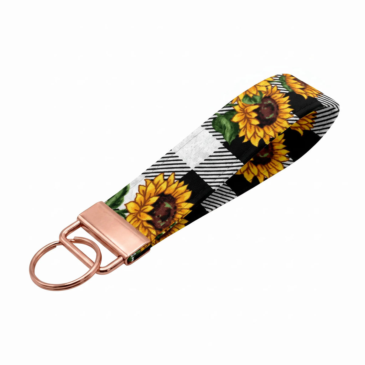 Sunflower Buffalo Plaid Keychain Wristlet