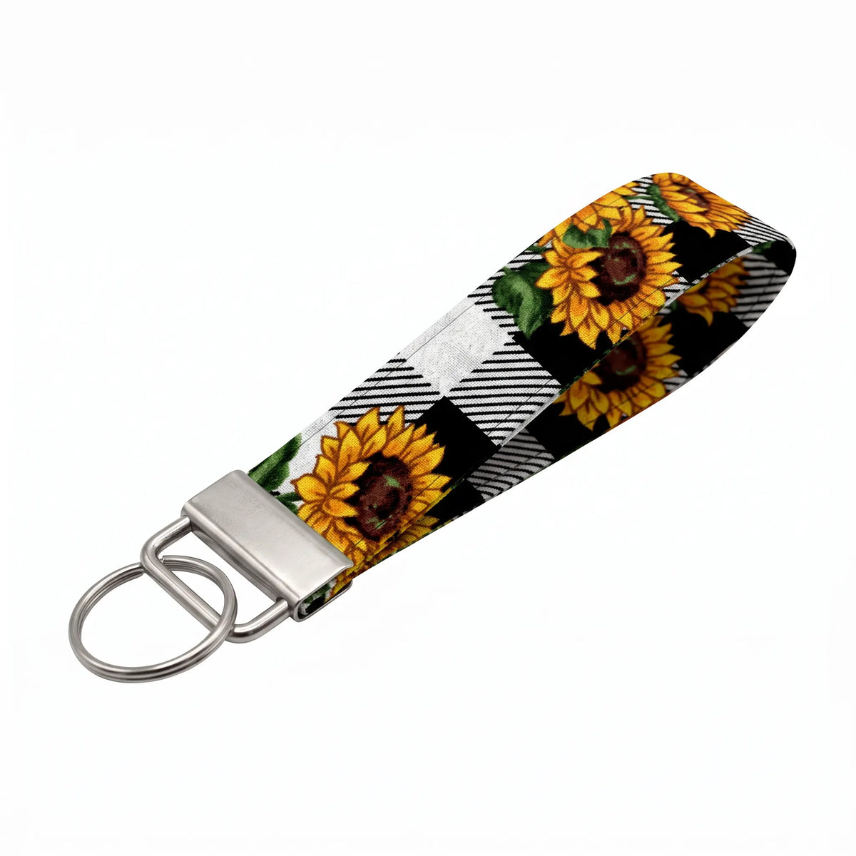 Sunflower Buffalo Plaid Keychain Wristlet
