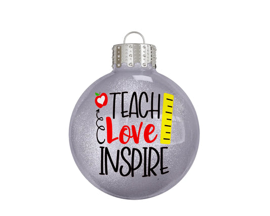 Teach Love Inspire Apple And Ruler Christmas Ornament