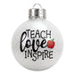 Handcrafted Teach Love Inspire Apple White Glitter Teacher Ornament
