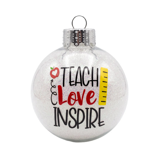 Teach Love Inspire Teacher Ruler Christmas Ornament