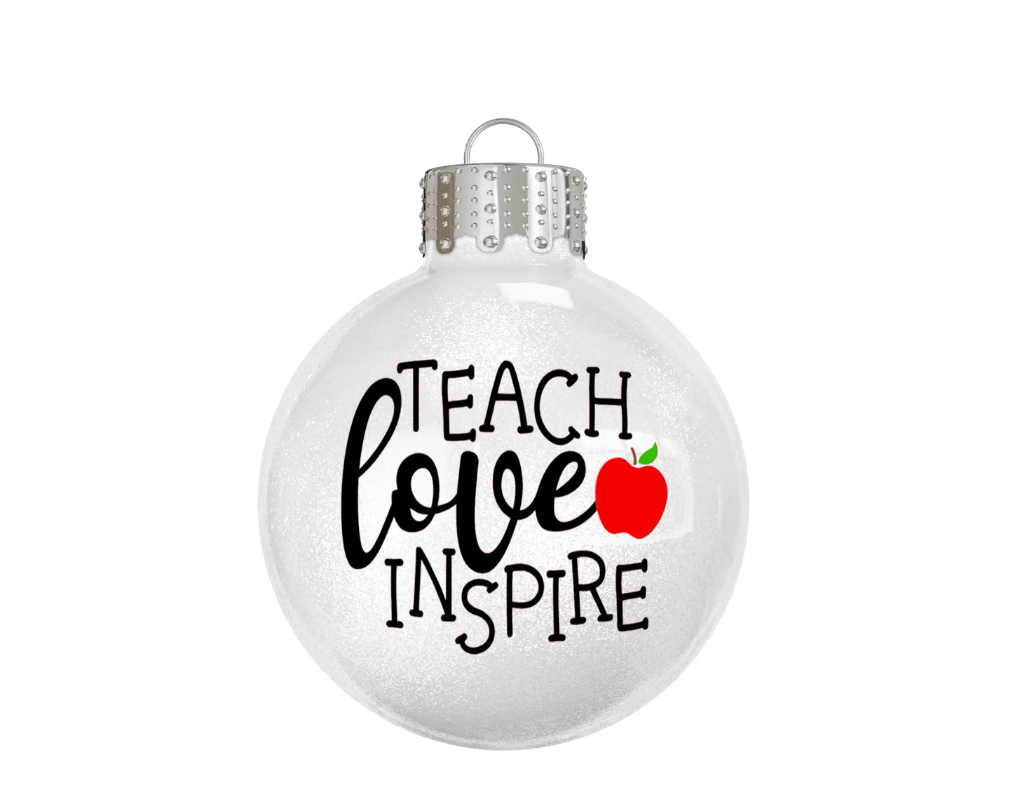 Teach Love Inspire Apple Glass Ball Christmas Ornament