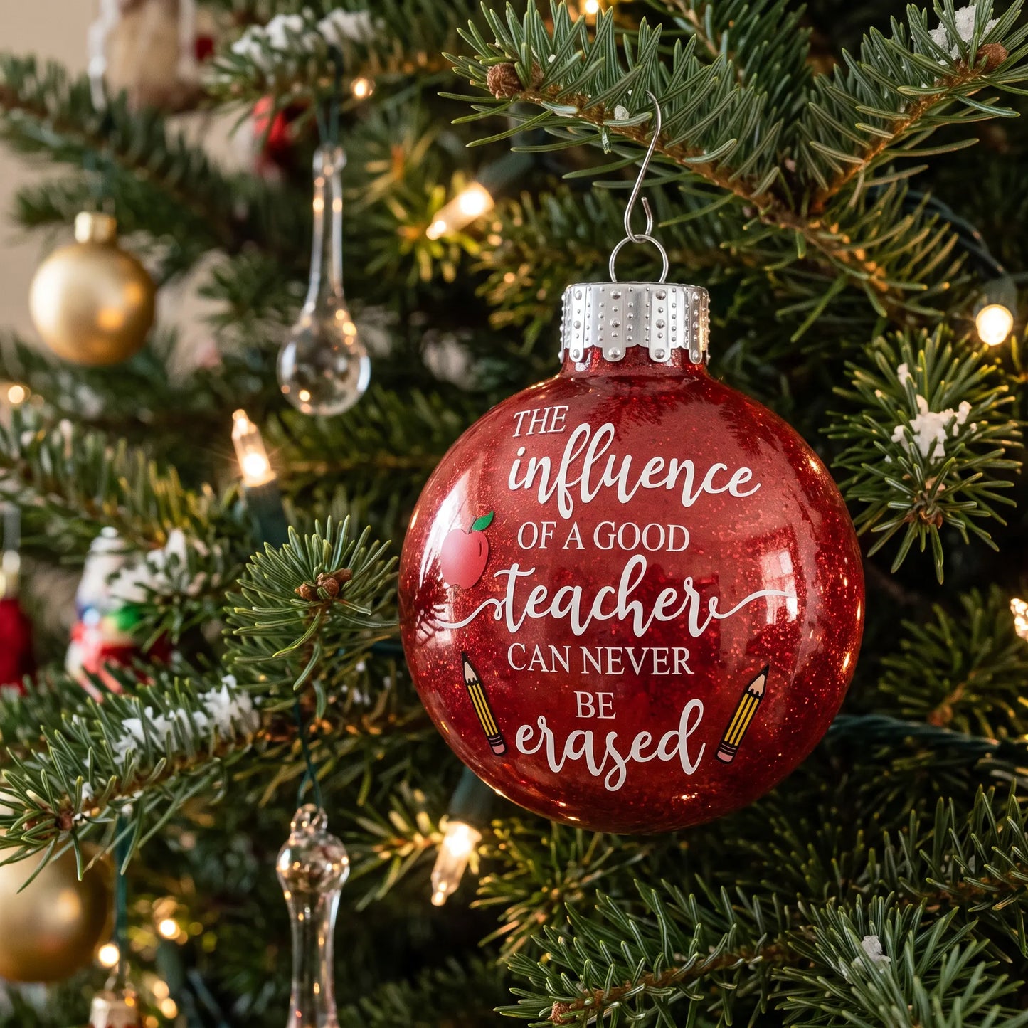 Influence of a Good Teacher Double Pencil Christmas Ornament
