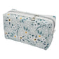 Light Teal Calico Floral Accented Quilted Pattern Mini Zipper Box Pouch