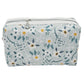Light Teal Calico Floral Accented Quilted Pattern Mini Zipper Box Pouch