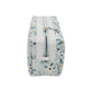 Light Teal Calico Floral Accented Quilted Pattern Mini Zipper Box Pouch