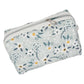 Light Teal Calico Floral Accented Quilted Pattern Mini Zipper Box Pouch