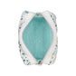Light Teal Calico Floral Accented Quilted Pattern Mini Zipper Box Pouch