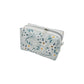 Light Teal Calico Floral Accented Quilted Pattern Mini Zipper Box Pouch