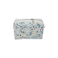 Light Teal Calico Floral Accented Quilted Pattern Mini Zipper Box Pouch