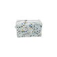 Light Teal Calico Floral Accented Quilted Pattern Mini Zipper Box Pouch