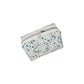 Light Teal Calico Floral Accented Quilted Pattern Mini Zipper Box Pouch