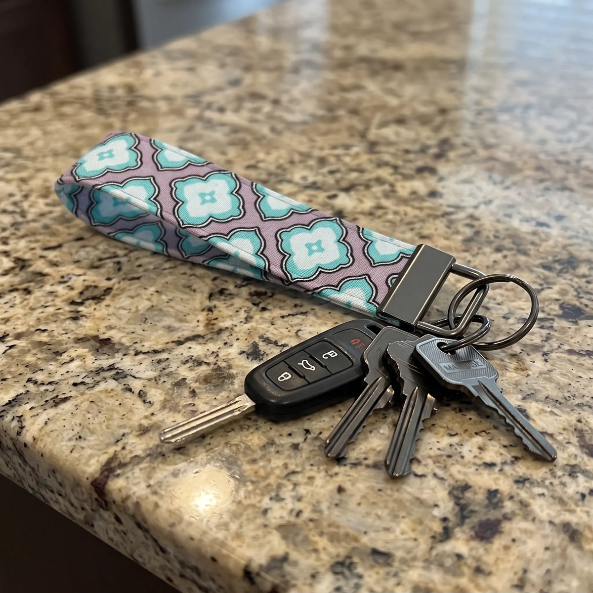 Geometric Quatrefoil Keychain Wristlet