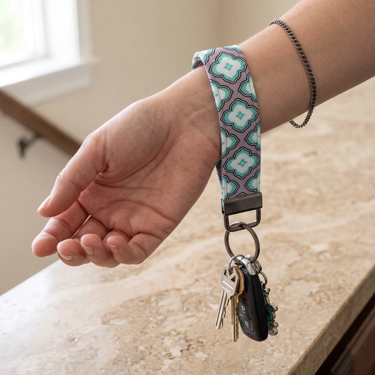 Geometric Quatrefoil Keychain Wristlet