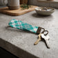 Teal Plaid Keychain Wristlet