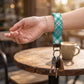 Teal Plaid Keychain Wristlet
