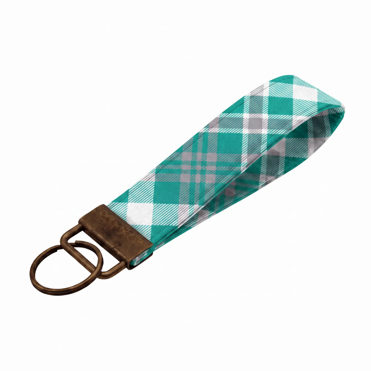Teal Plaid Keychain Wristlet