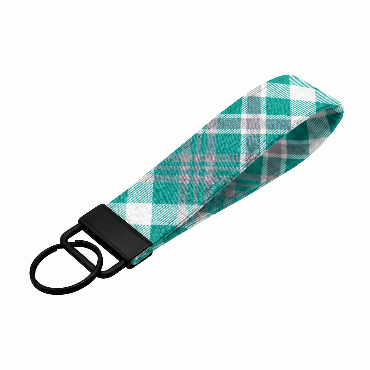 Teal Plaid Keychain Wristlet