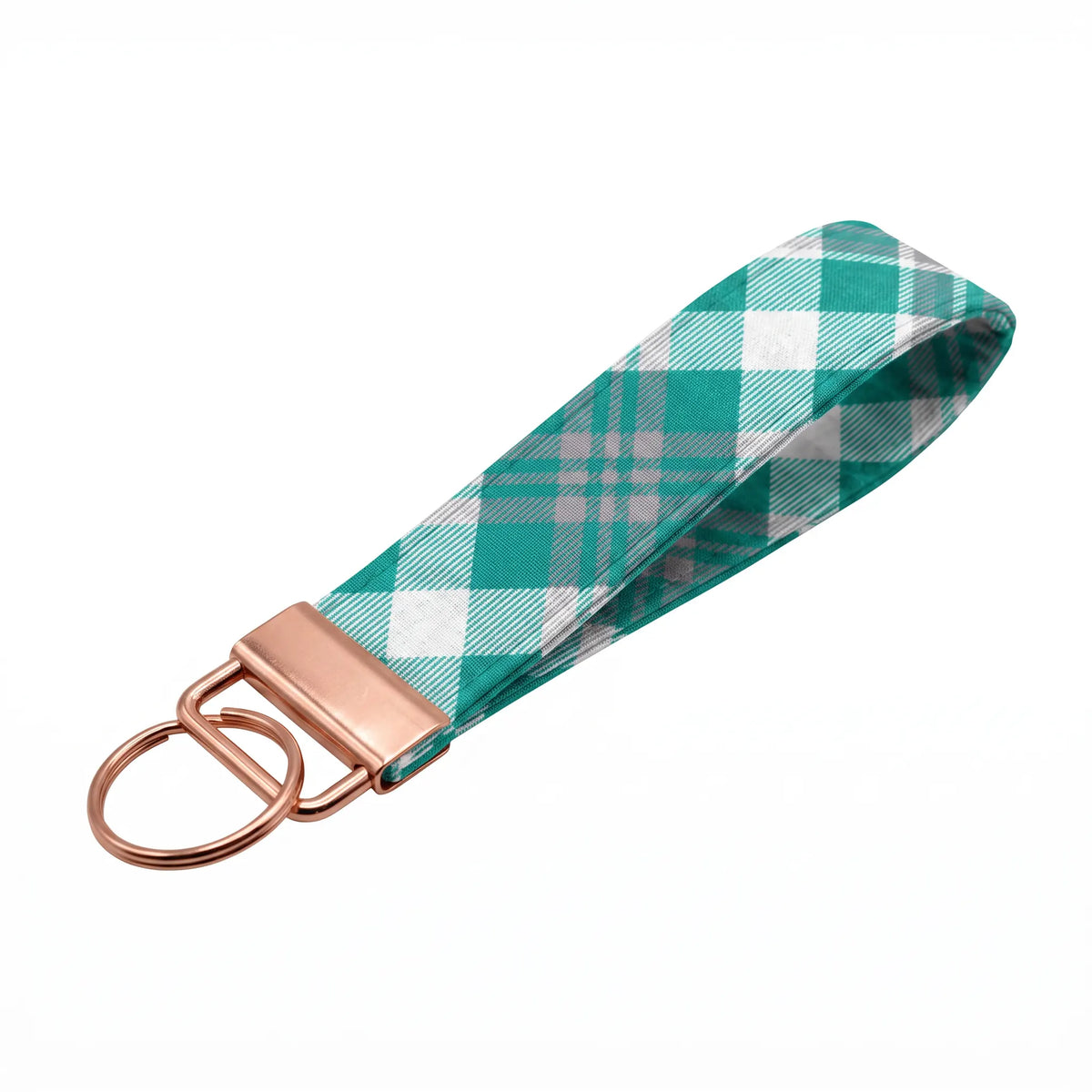 Teal Plaid Keychain Wristlet
