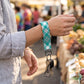 Teal Plaid Keychain Wristlet