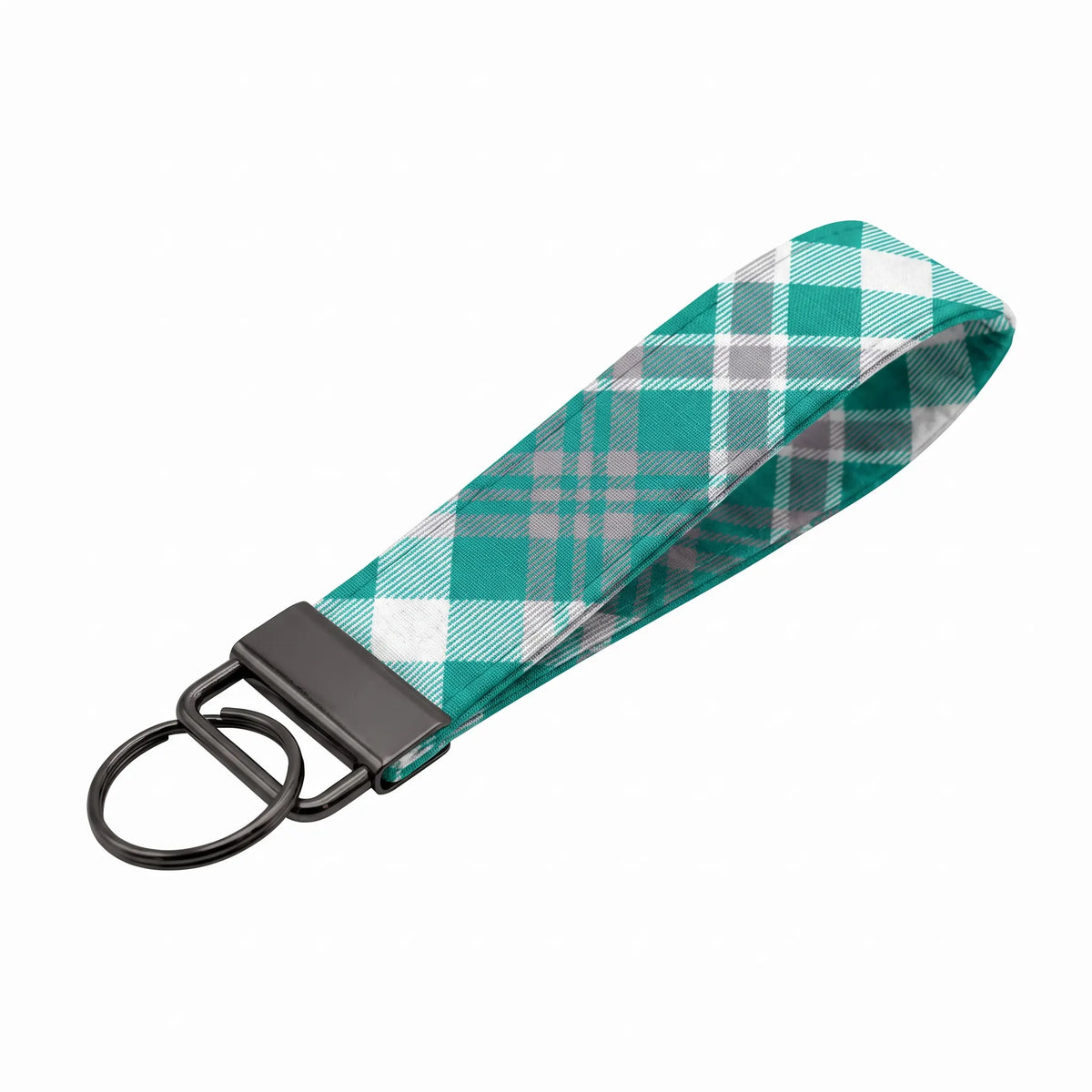 Teal Plaid Keychain Wristlet