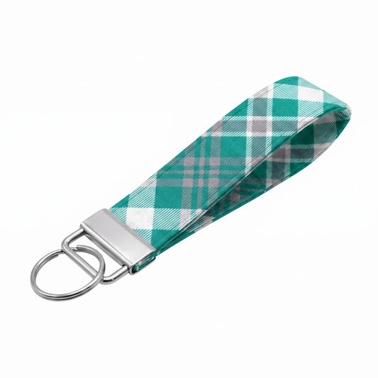 Teal Plaid Keychain Wristlet