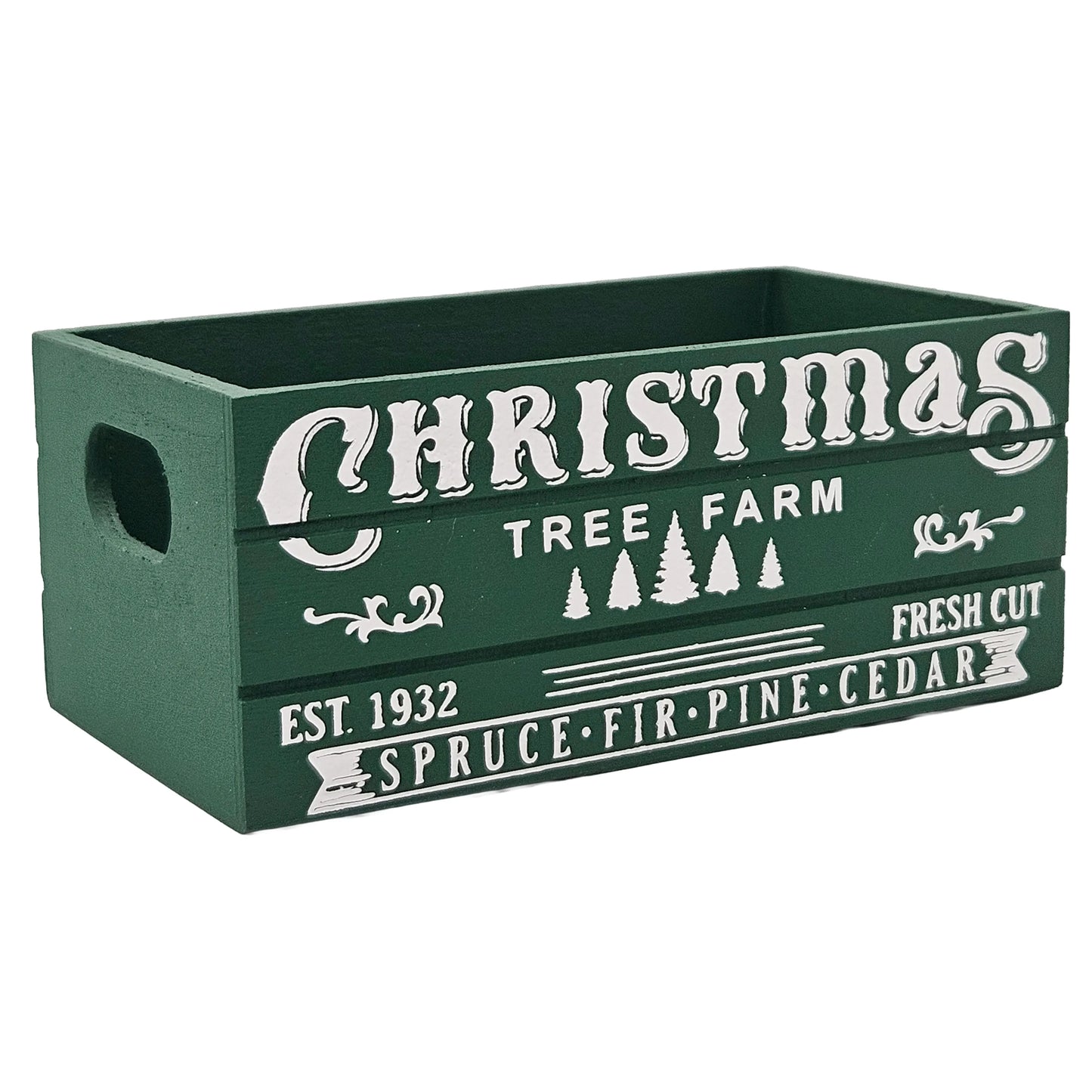 Christmas Tree Farm Green Design Holiday Wood Mini Crate