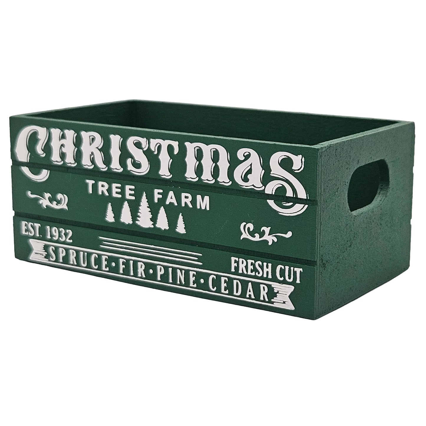 Christmas Tree Farm Green Design Holiday Wood Mini Crate