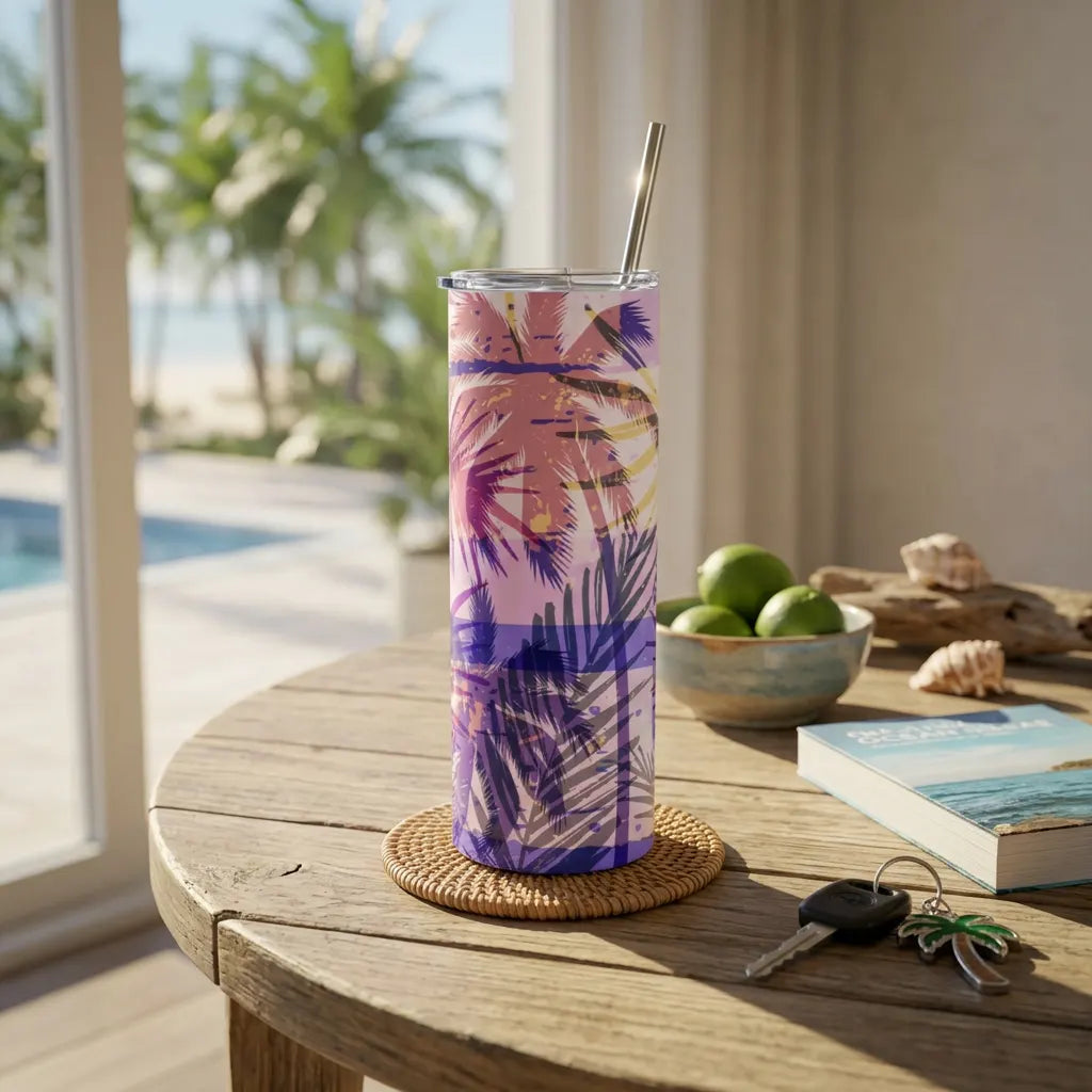 20 oz Tropical Abstract Palm Tree Sublimation Tumbler