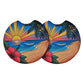 Tropical Sunset Beach 2 Pack Neoprene Car Coaster Set