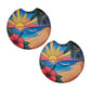 Tropical Sunset Beach 2 Pack Neoprene Car Coaster Set